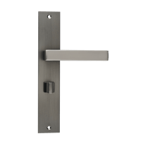 Geveerde Fano deurklink gun metal met vrij-bezet draaiknop en soepele terugveeractie