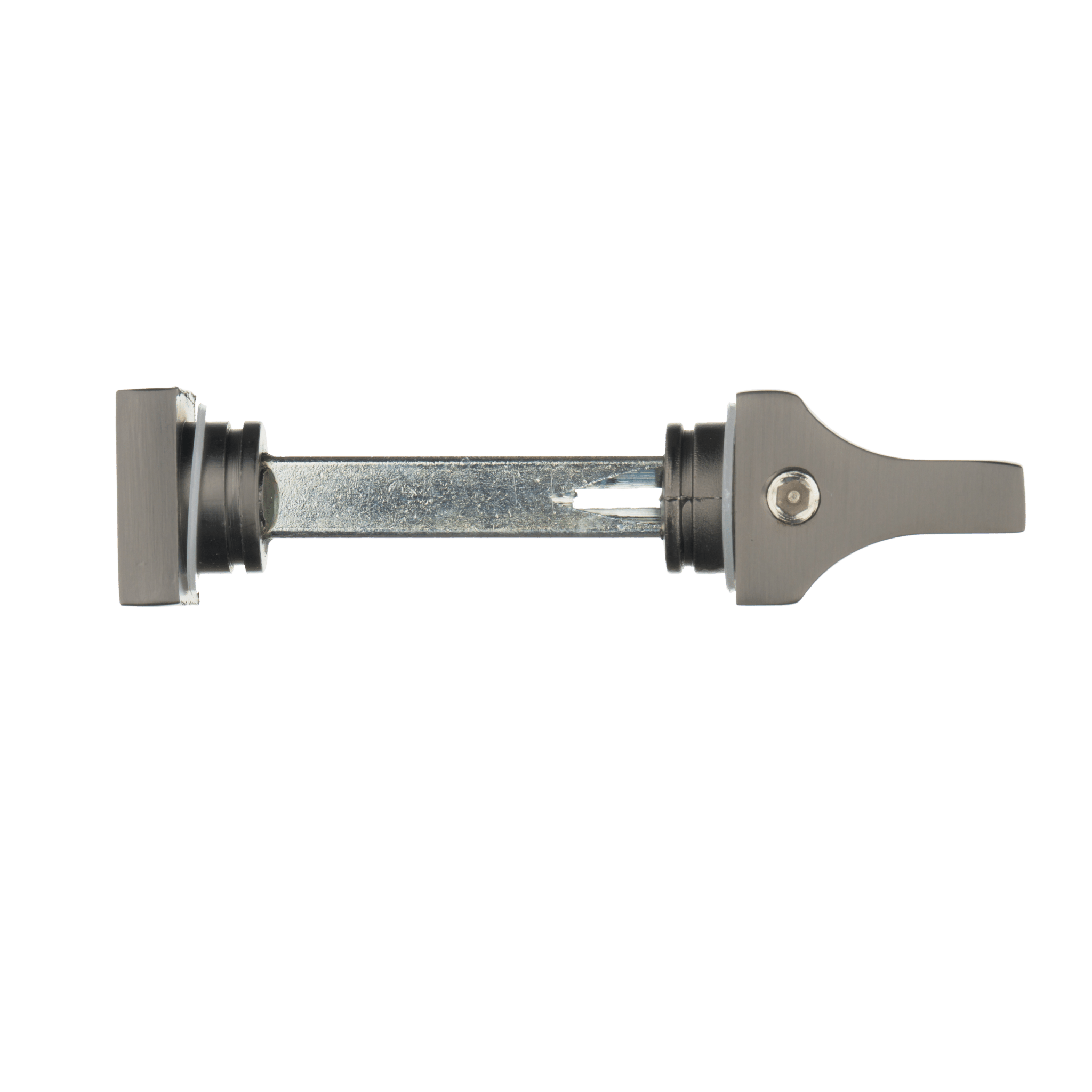 Complete set Novara WC-deurklink gun metal met extra 8 mm stift en kort schild voor links- en rechtsdraaiende deuren 