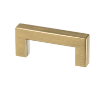 Mat gouden handgreep hart-op-hart 64 mm, vierkant 12×12 mm profiel en 32 mm uitsteek voor een luxueuze kastupgrade