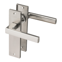 RVS zilveren Merano deurklink op kort schild 180 × 45 mm met strak minimalistisch design