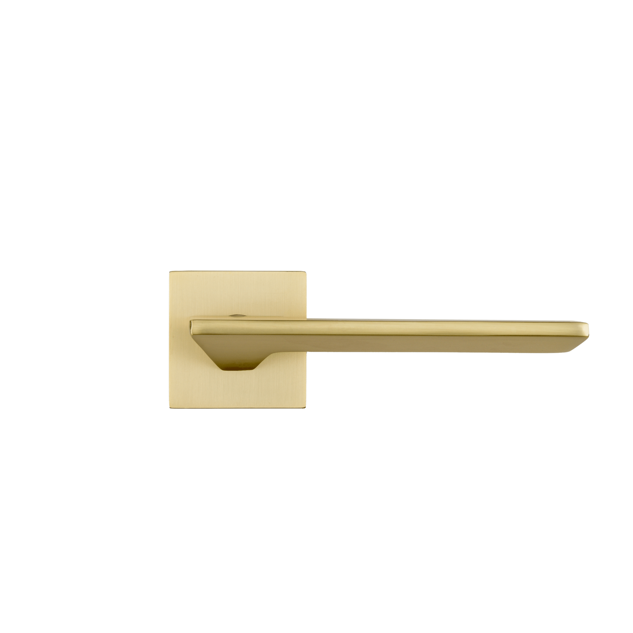Geveerde 140 mm Nardo deurklink mat goud op vierkant rozet voor luxe binnendeuren


