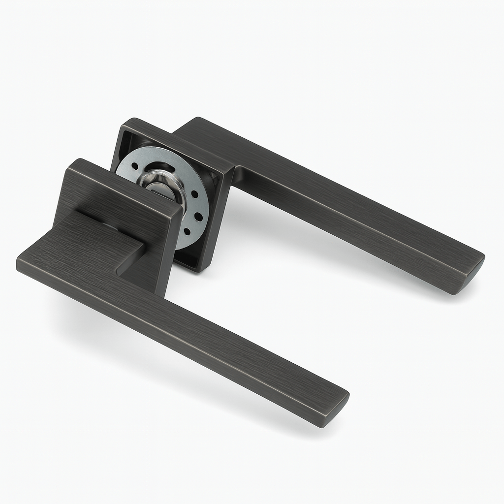 Ostiumhome® Nestro deurklink Gun Metal, 141 mm lang met 60 mm uitsteek en krasbestendige matte coating voor optimale grip en duurzaamheid 