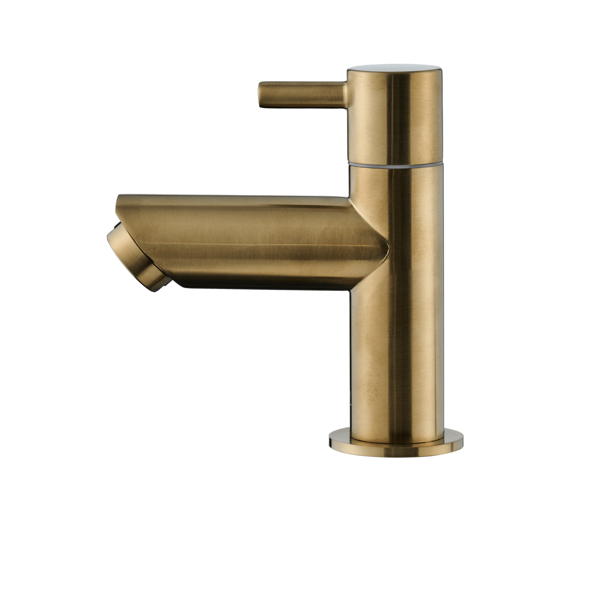 Voorzijde van de Aquila fonteinkraan in mat goud, straalt luxe en elegantie uit in een strak design.

