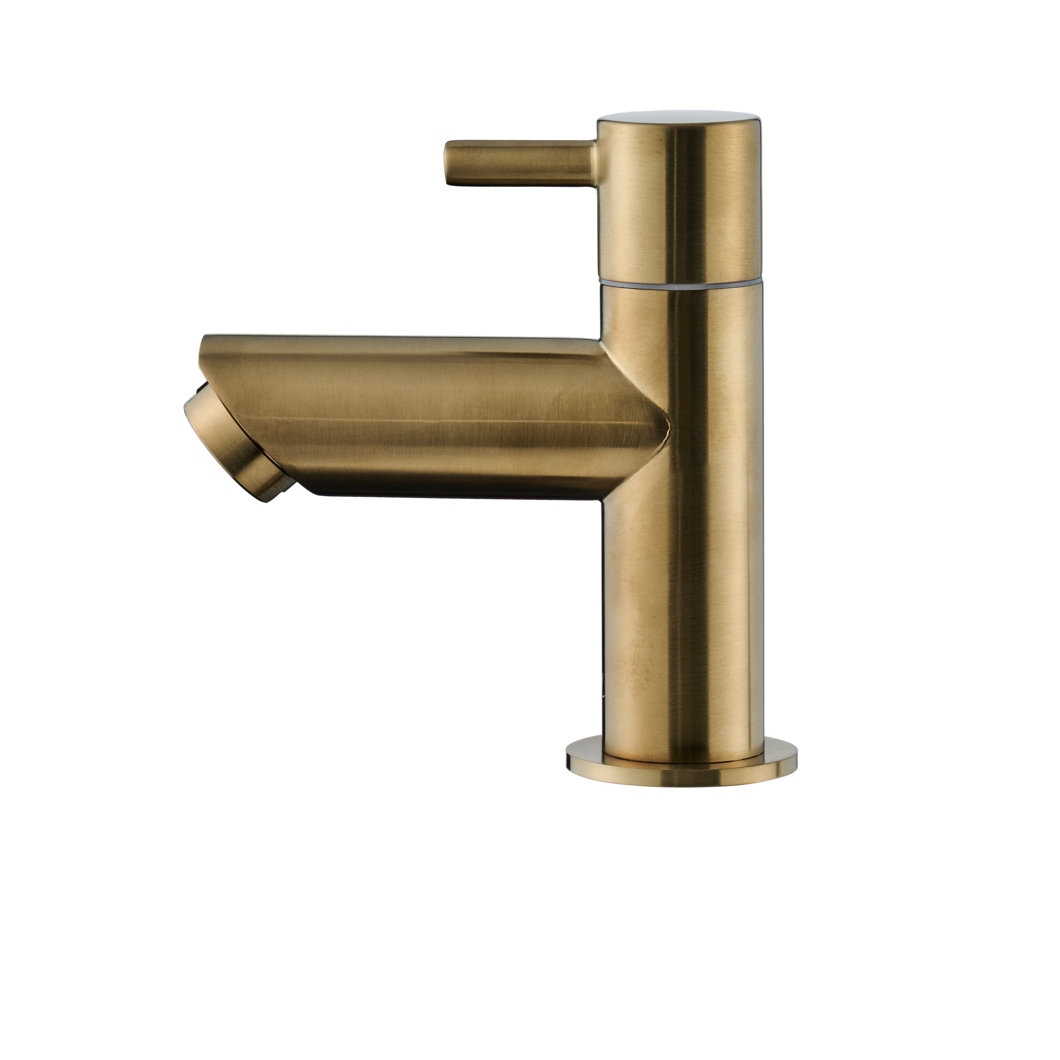 Voorzijde van de Aquila fonteinkraan in mat goud, straalt luxe en elegantie uit in een strak design.

