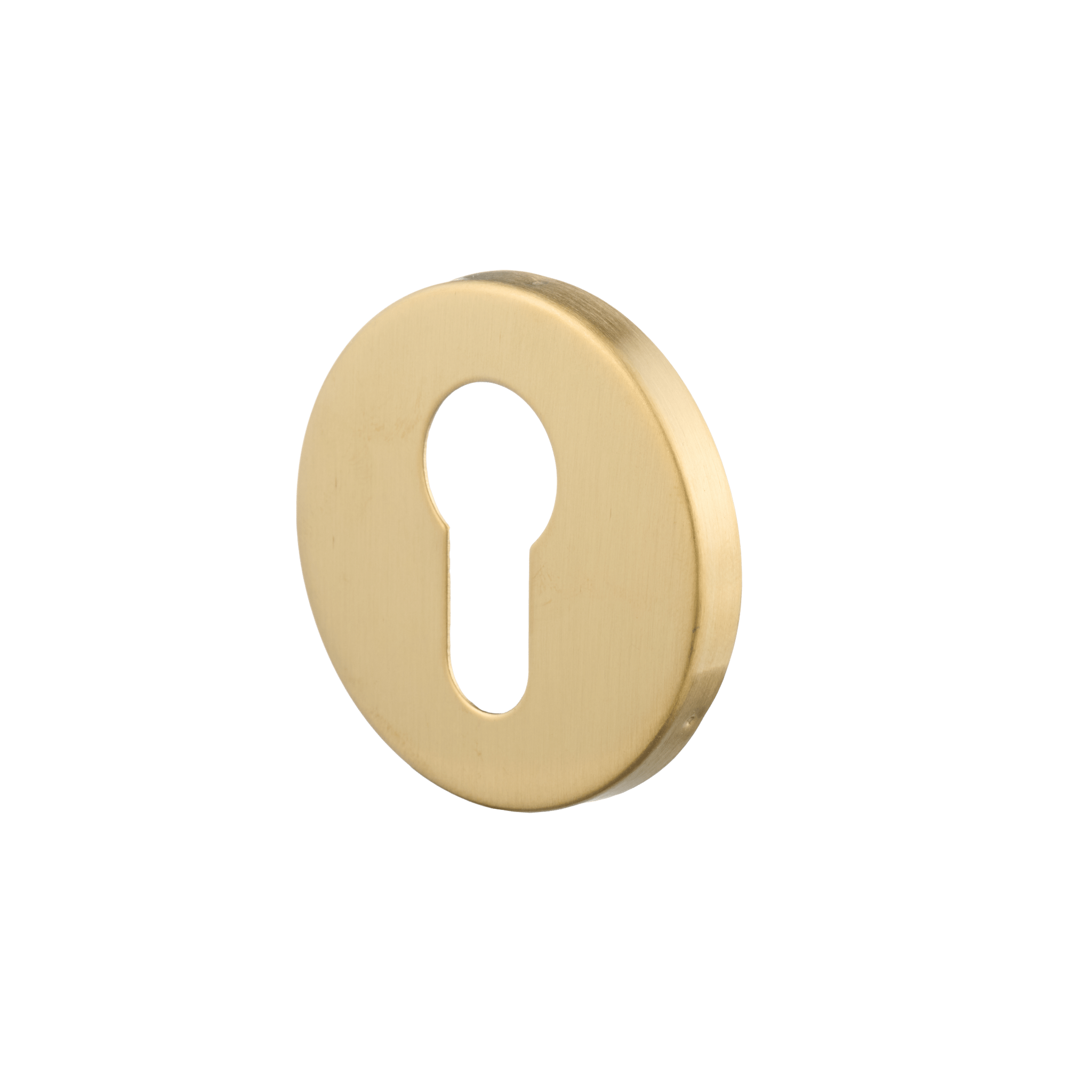 Ostiumhome® ronde cilinderrozet van RVS in mat gouden afwerking, diameter 2,5 cm, formaat 50x50 mm.

