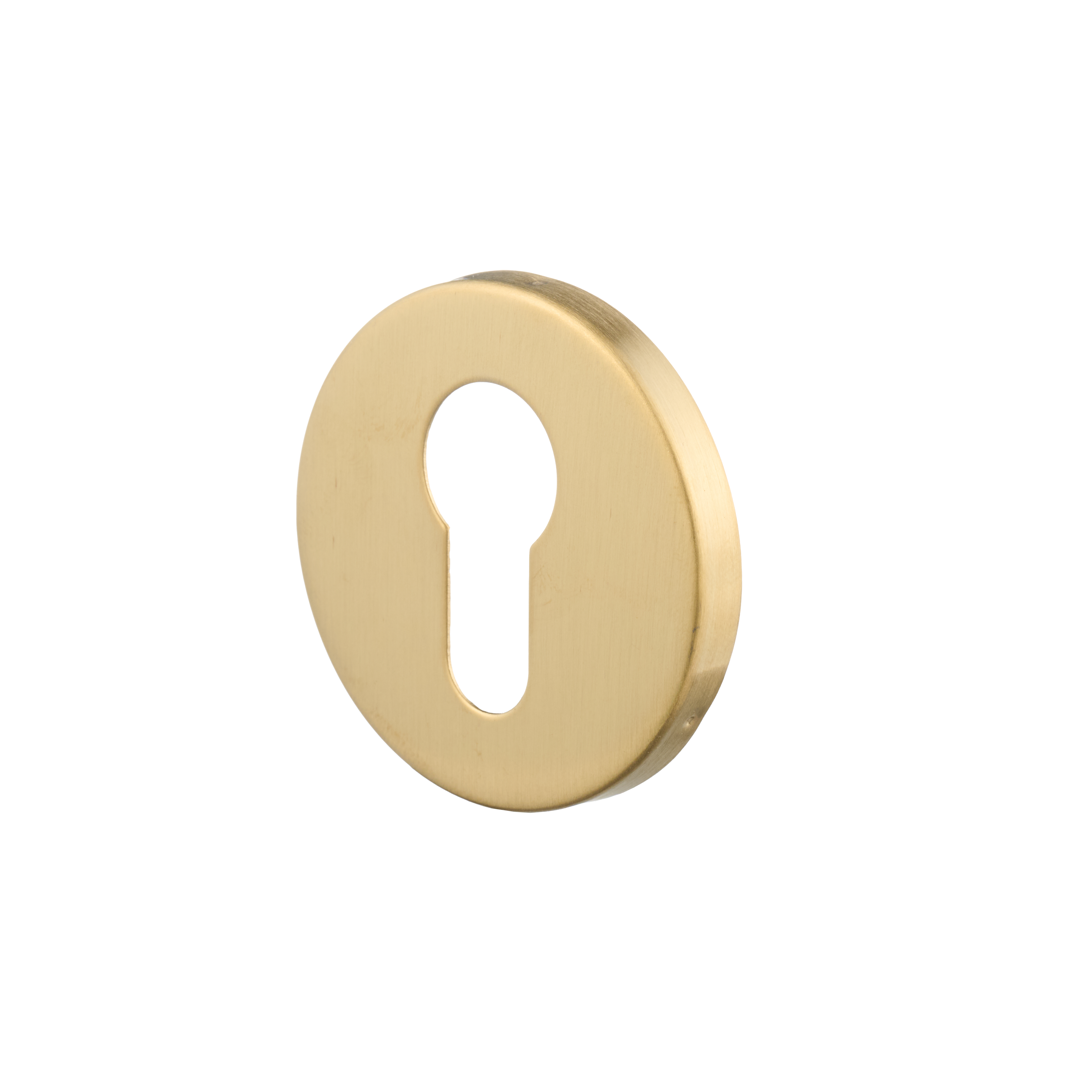 Ostiumhome® ronde cilinderrozet van RVS in mat gouden afwerking, diameter 2,5 cm, formaat 50x50 mm.

