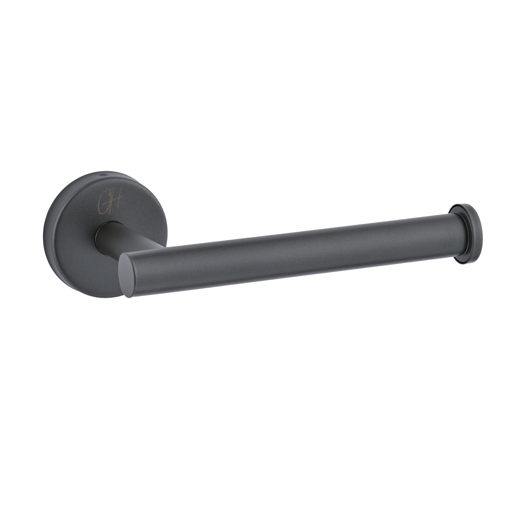 Wandgemonteerde toiletrolhouder van Ostiumhome® in Gun Metal – onderdeel van de set

