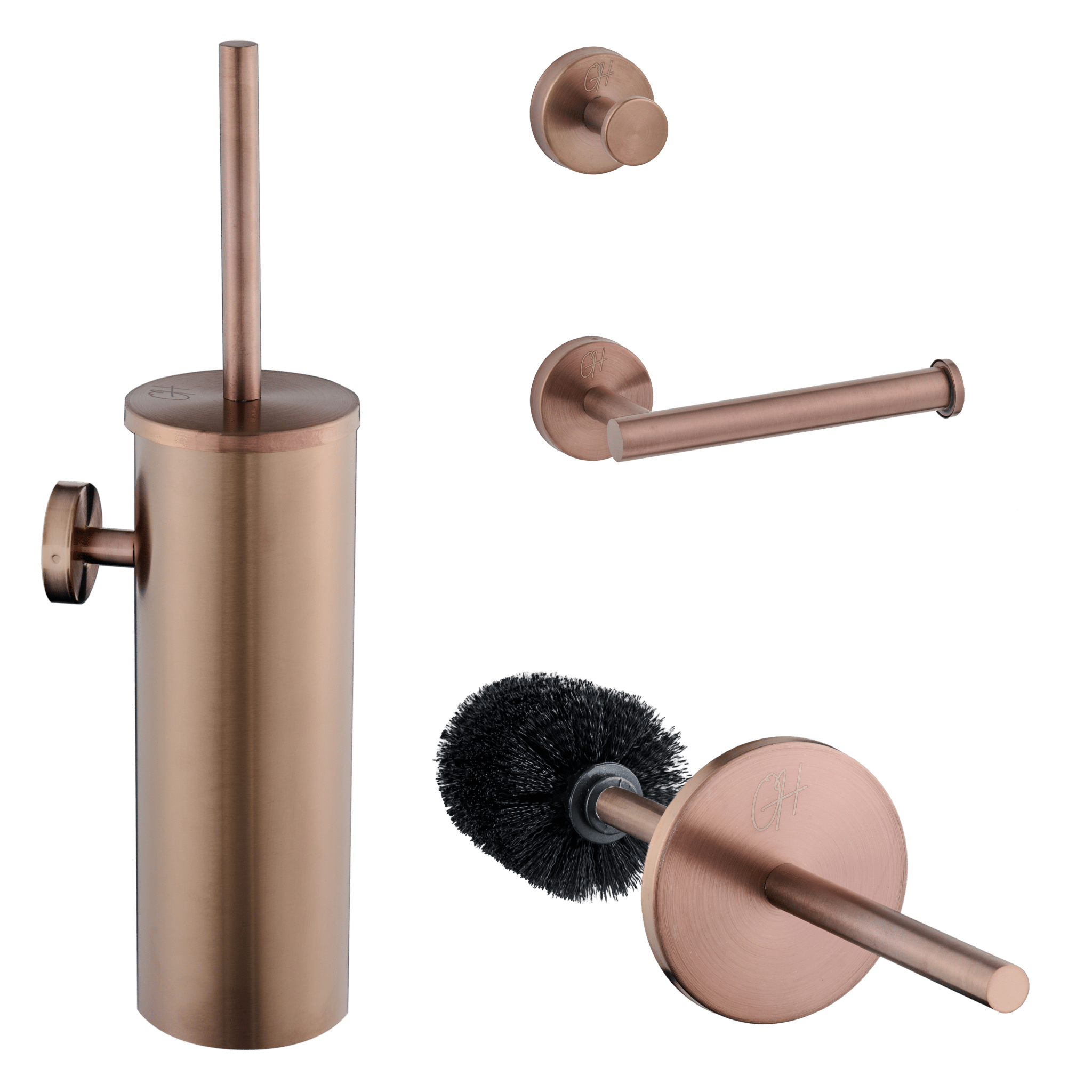 Ostiumhome® koperen toiletset met wc borstel, toiletrolhouder en haak – sfeervol en elegant

