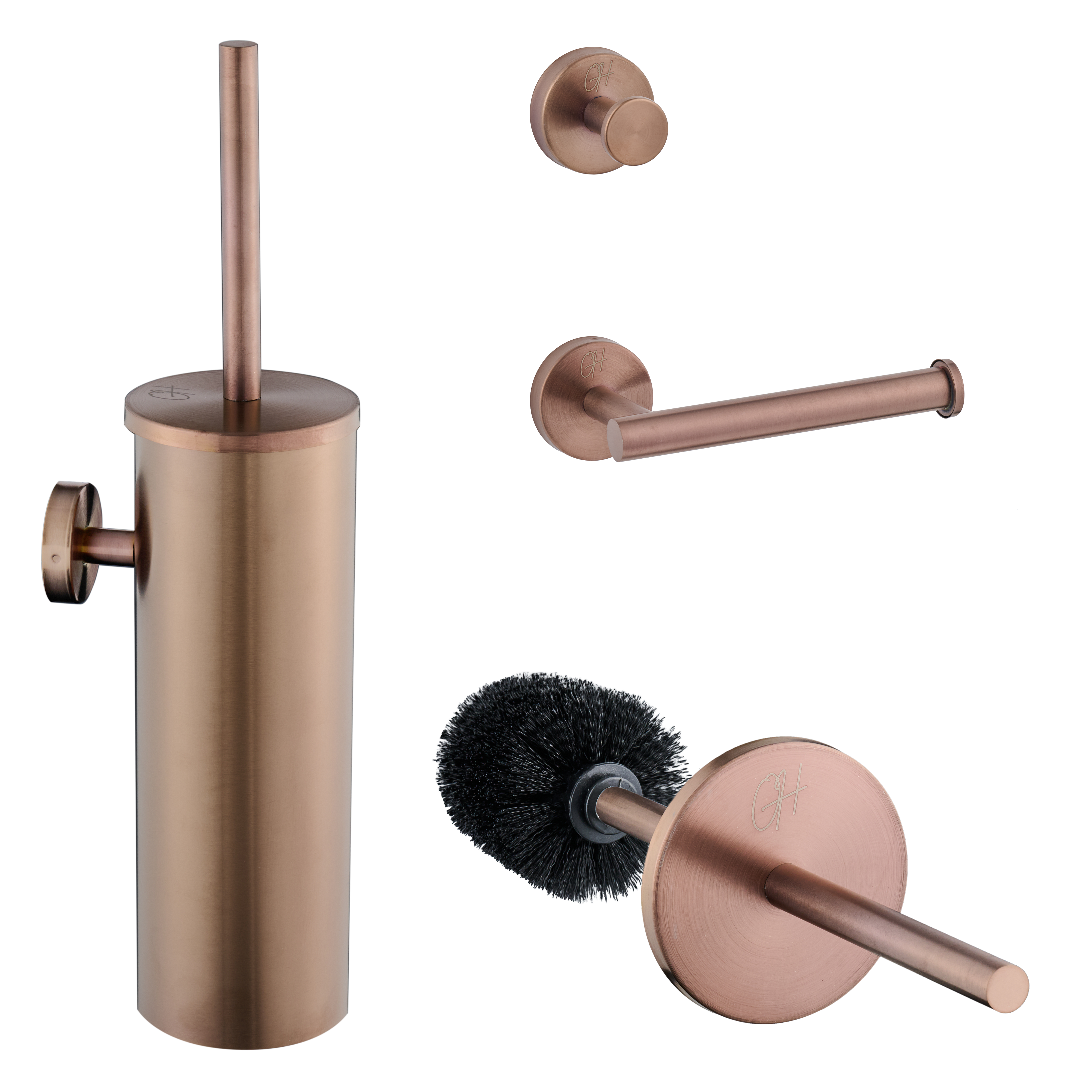 Ostiumhome® koperen toiletset met wc borstel, toiletrolhouder en haak – sfeervol en elegant

