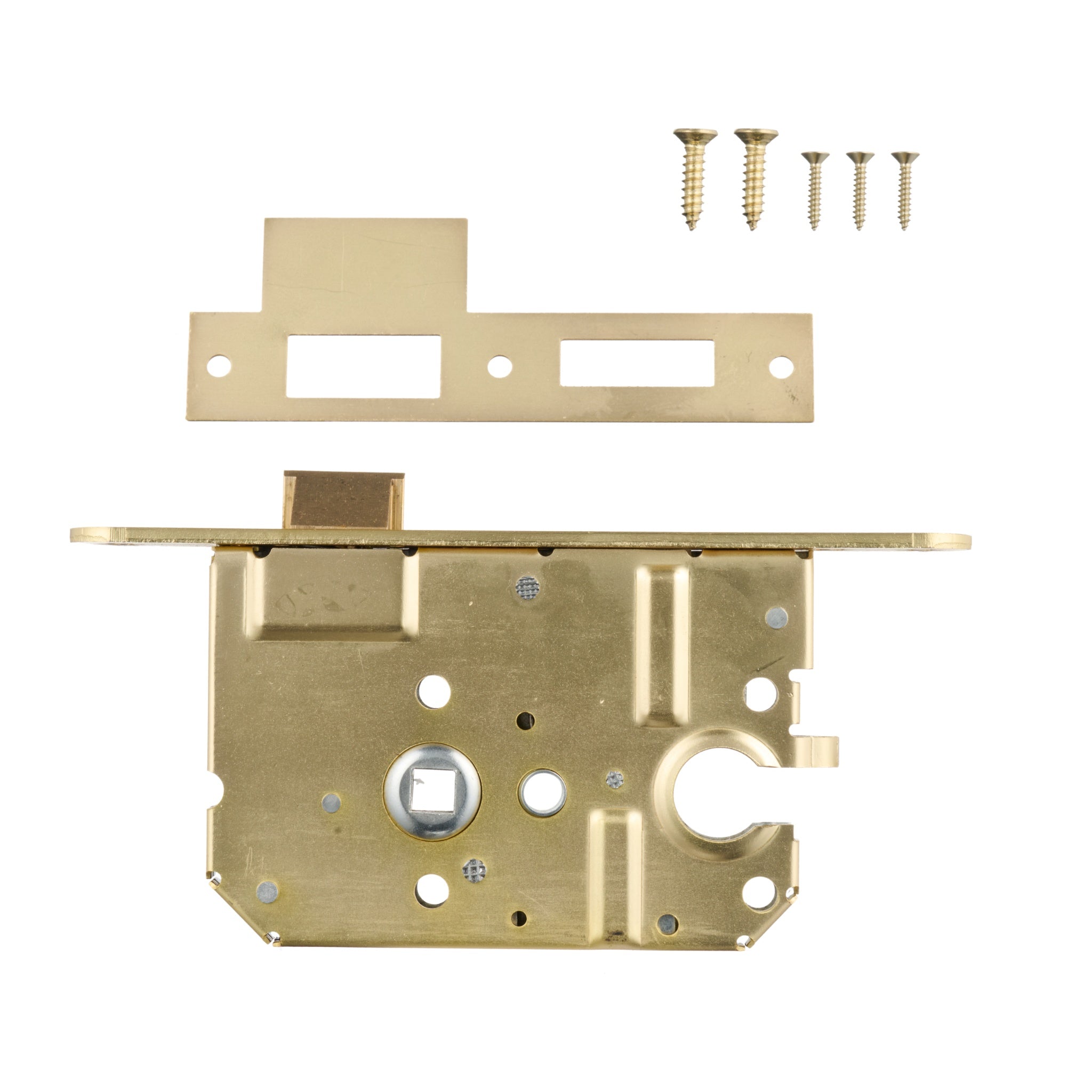 PC55 gouden loopslot van Ostiumhome® – bovenaanzicht inclusief bevestigingsset (gouden schroeven)

