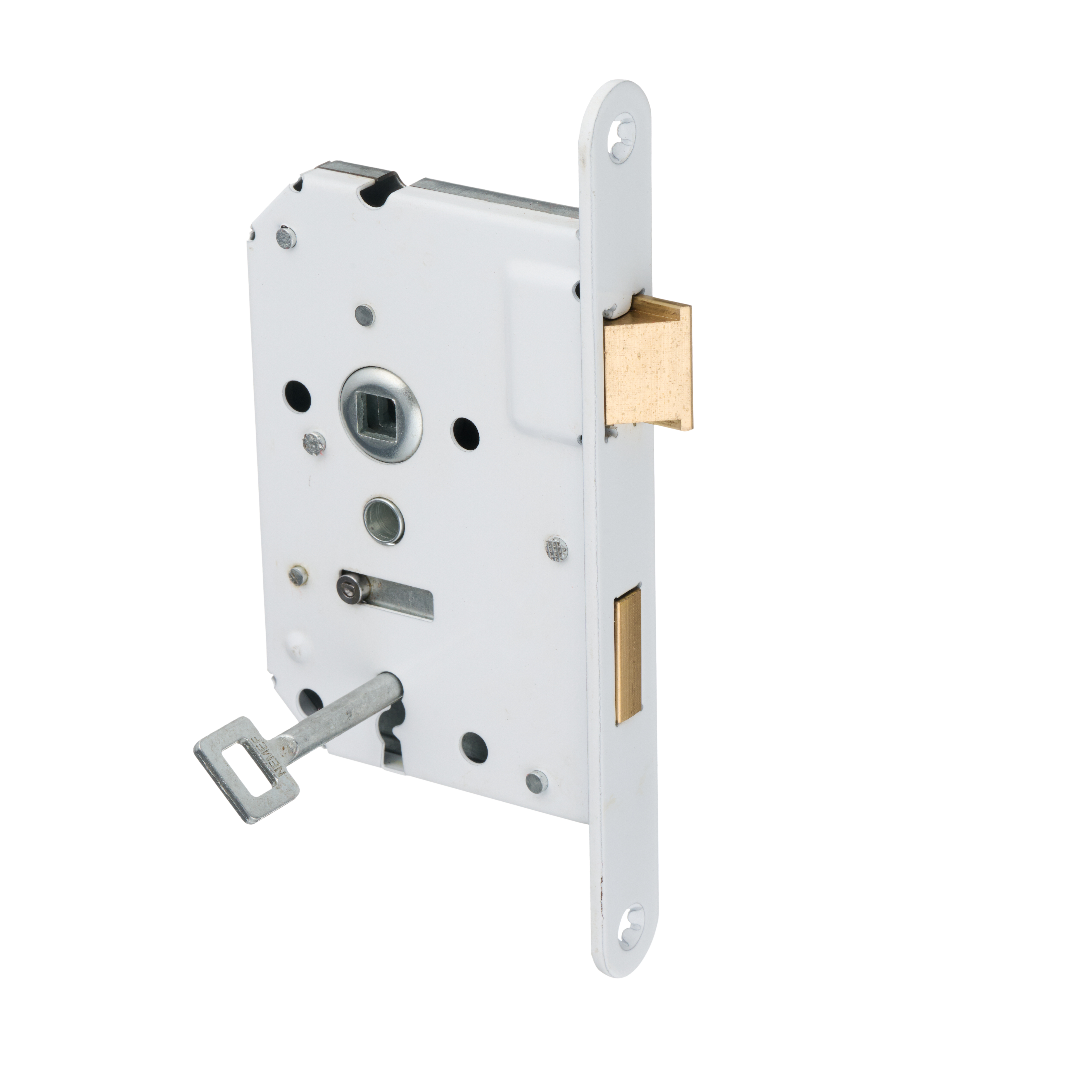 Wit loopslot van Ostiumhome® met sleutelgat en sleutel – voorplaat 20x174 mm, hartafstand PC56

