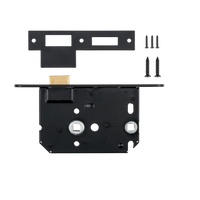 Ostiumhome® wc-slot mat zwart PC63 – bovenaanzicht met schroeven en zichtbare knopbediening

