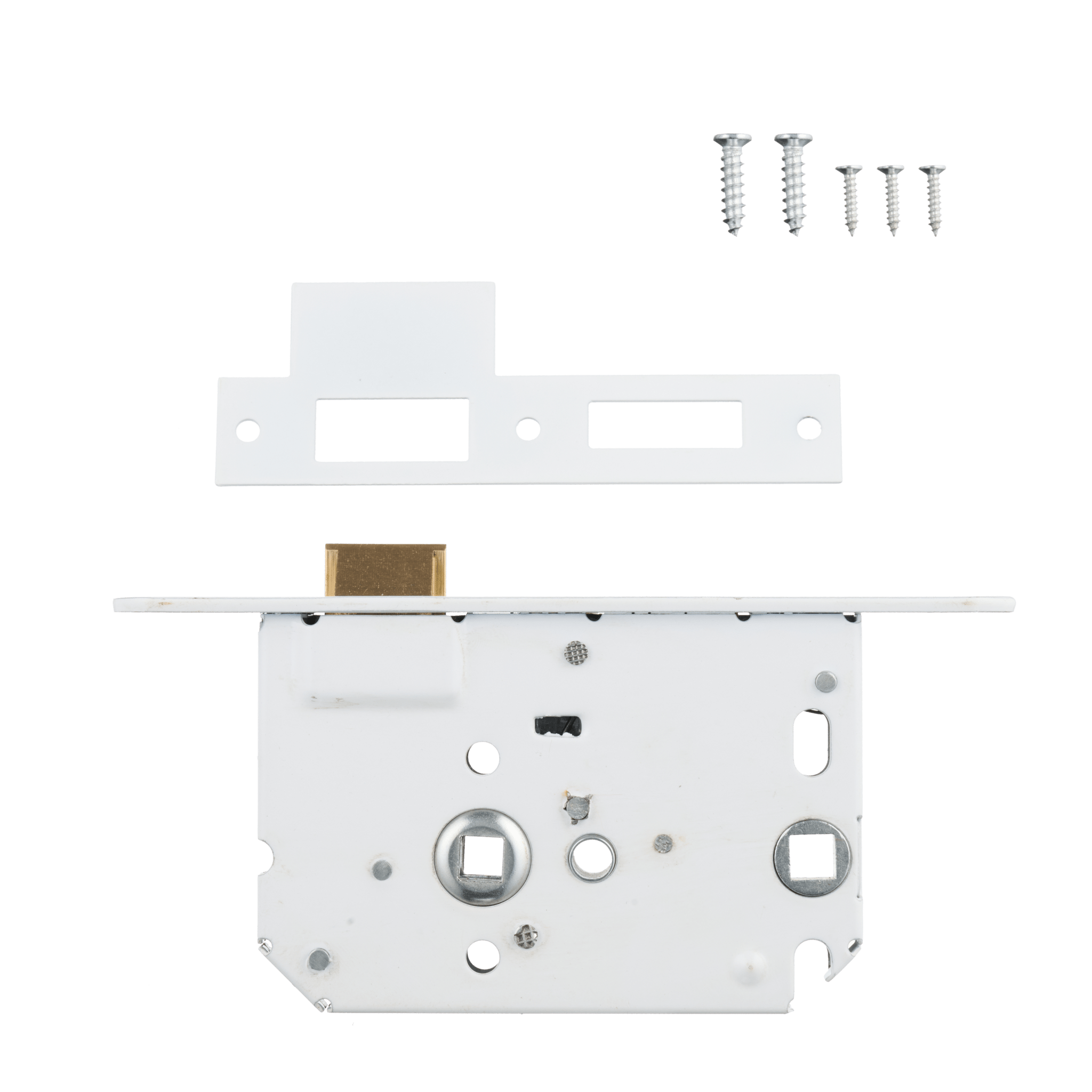 Bovenaanzicht van het witte wc-loopslot van Ostiumhome® (PC63) – inclusief bevestigingsset


