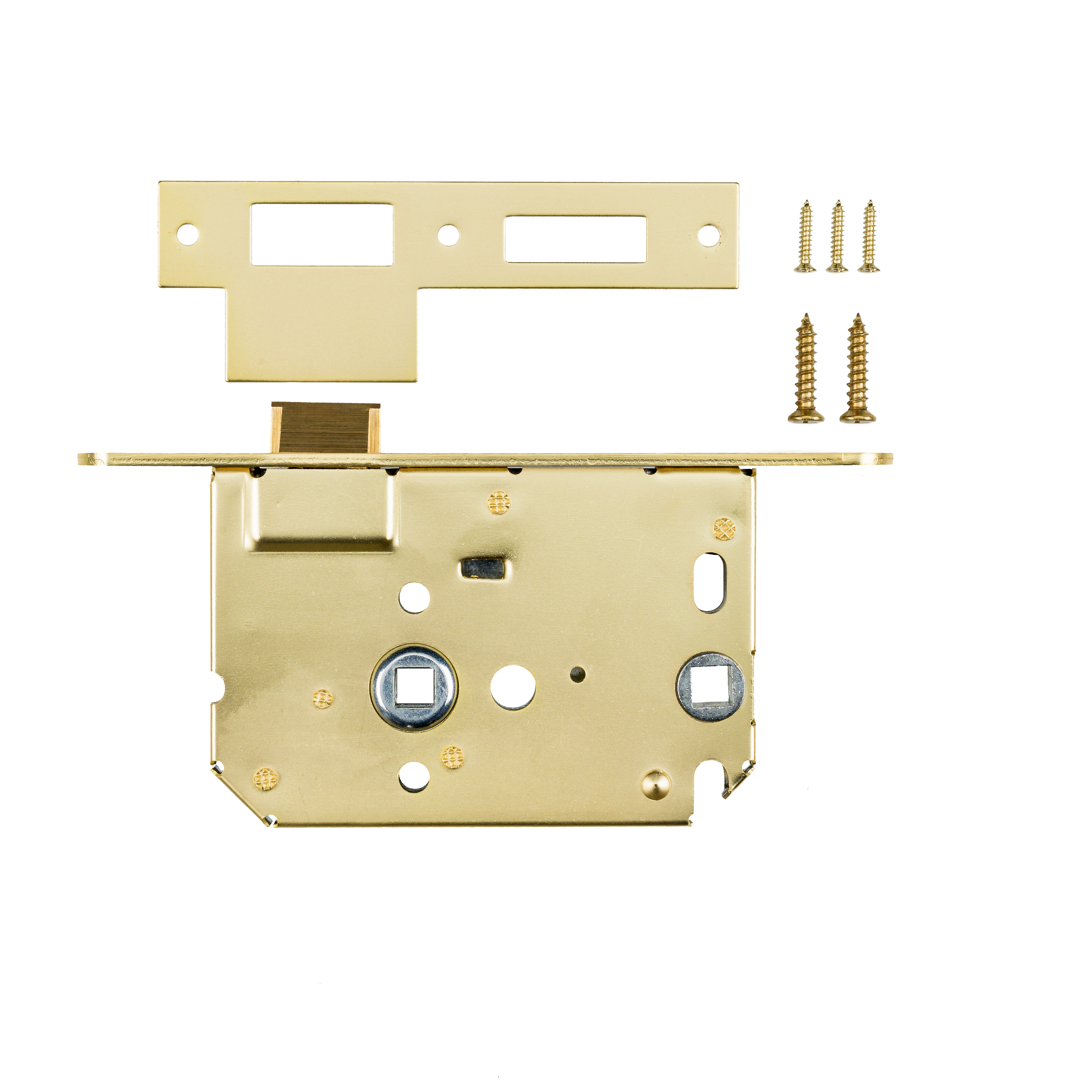 PC63 wc-loopslot van Ostiumhome® in gouden kleur – verpakking bovenaanzicht met montagemateriaal


