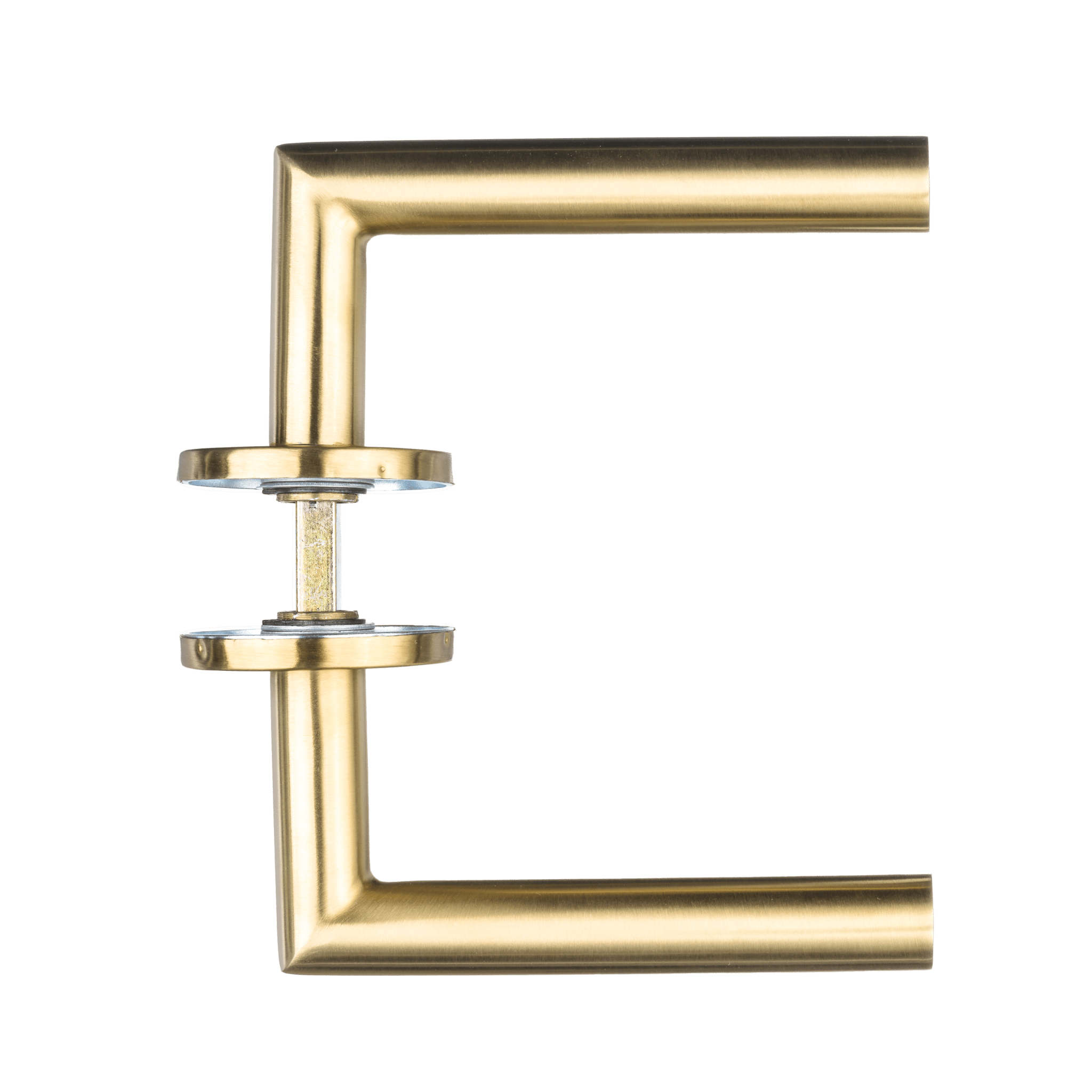 RVS deurbeslag Avosso mat goud met 50 mm rond rozet voor een moderne industriële look 
