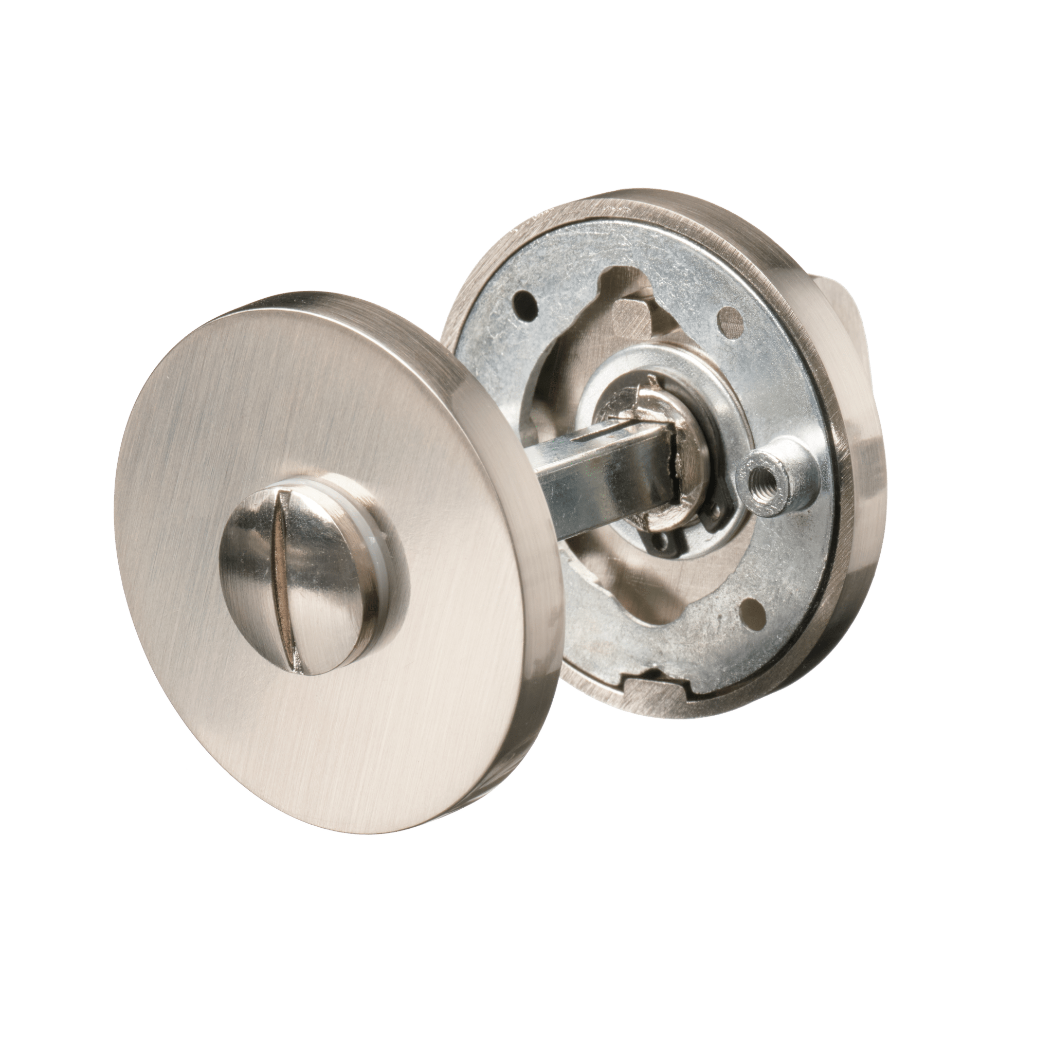 Complete WC-sluiting Arluno RVS zilver met ergonomische draaiknop en bijpassende rozetten voor stijlvolle toiletruimtes