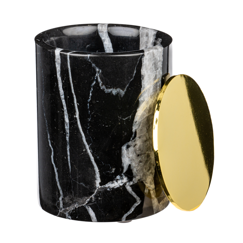 Kerzenhalter aus schwarzem echtem Marmor - Teelichthalter aus schwarzem Marmor