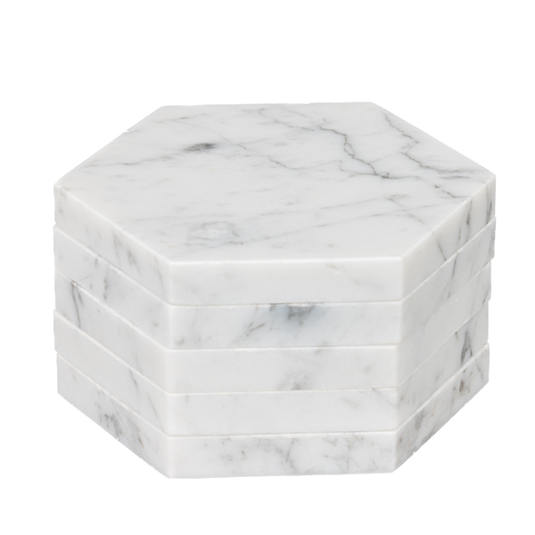 Sottobicchieri in marmo bianco (5 pezzi)