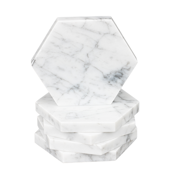 Sottobicchieri in marmo bianco (5 pezzi)