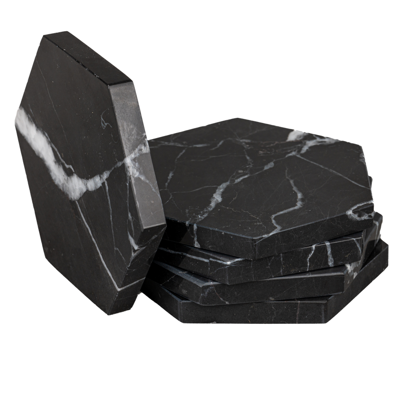 Sottobicchieri in marmo nero (5 pezzi)