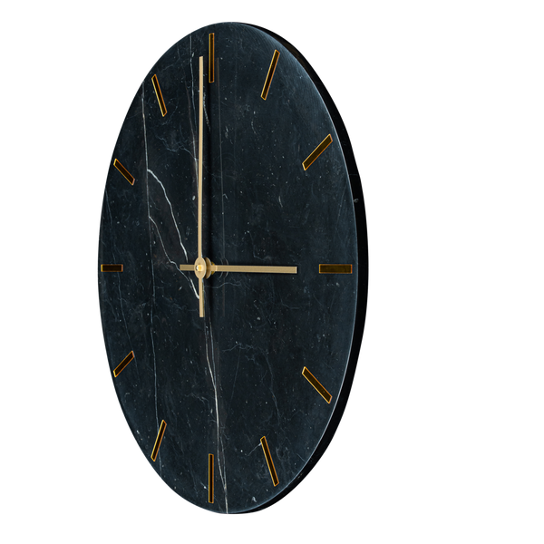 Orologio da parete realizzato in vero marmo nero - Orologio da parete