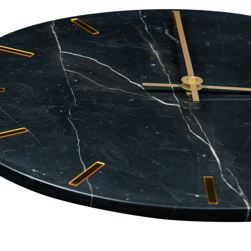 Orologio da parete realizzato in vero marmo nero - Orologio da parete