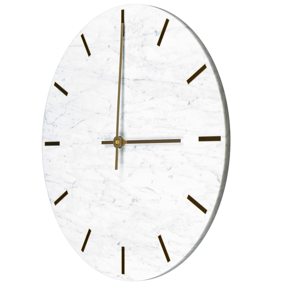 Orologio da parete realizzato in vero marmo bianco - Orologio da parete