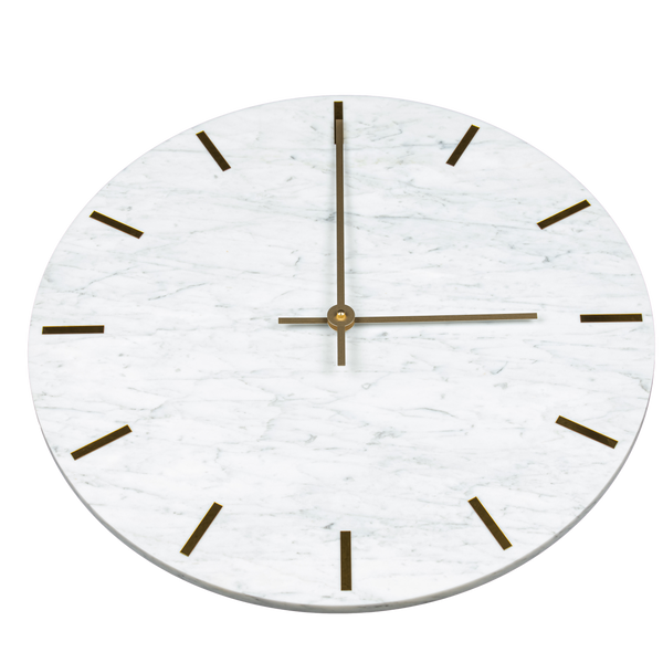 Orologio da parete realizzato in vero marmo bianco - Orologio da parete