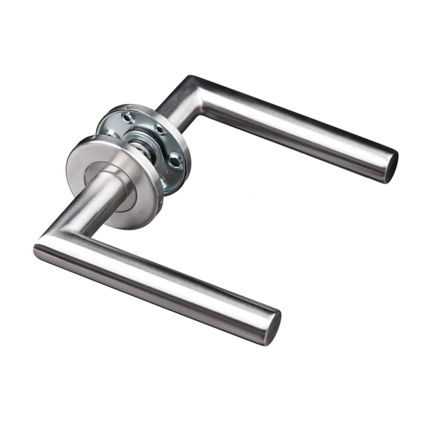 Deurklink RVS met ronde rozet – Ovada zilver