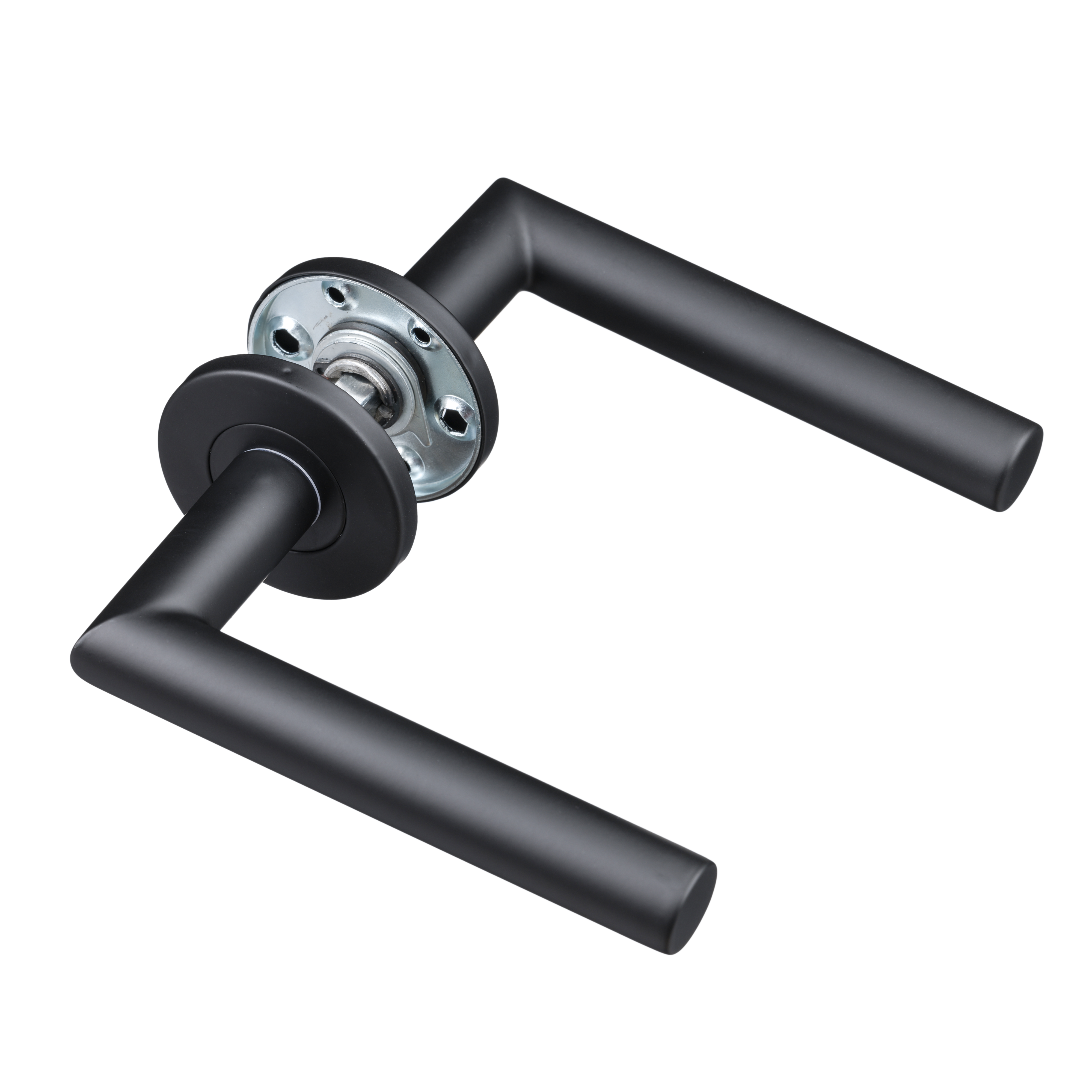 Ostiumhome® - Bobbio - Türgriff - Schwarz auf runder Rosette - 130 mm - Geeignet für Innentüren - Schwarz