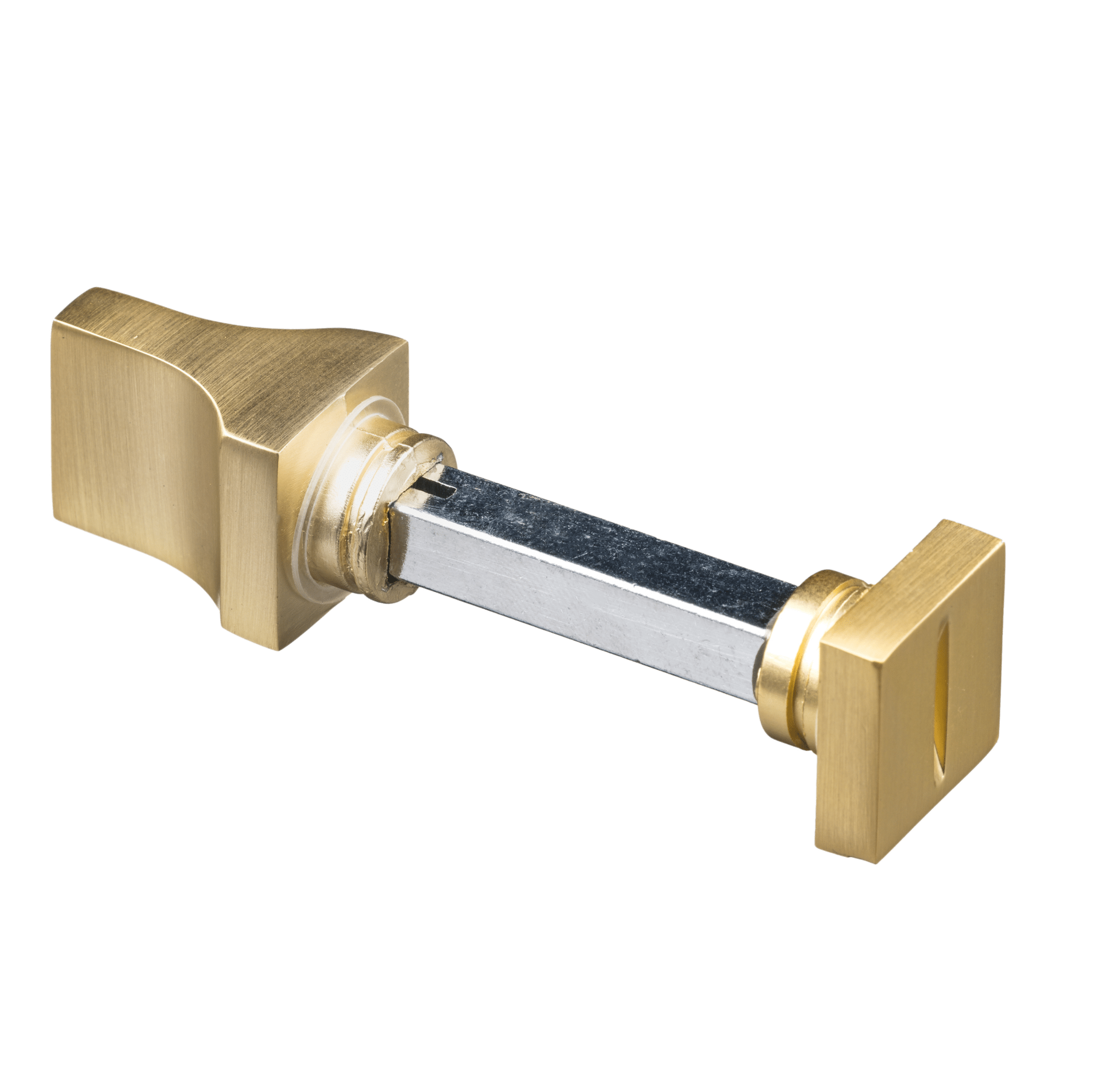 Alassio RVS deurklink mat goud langschild 8 mm stift voor soepele privacybediening 
