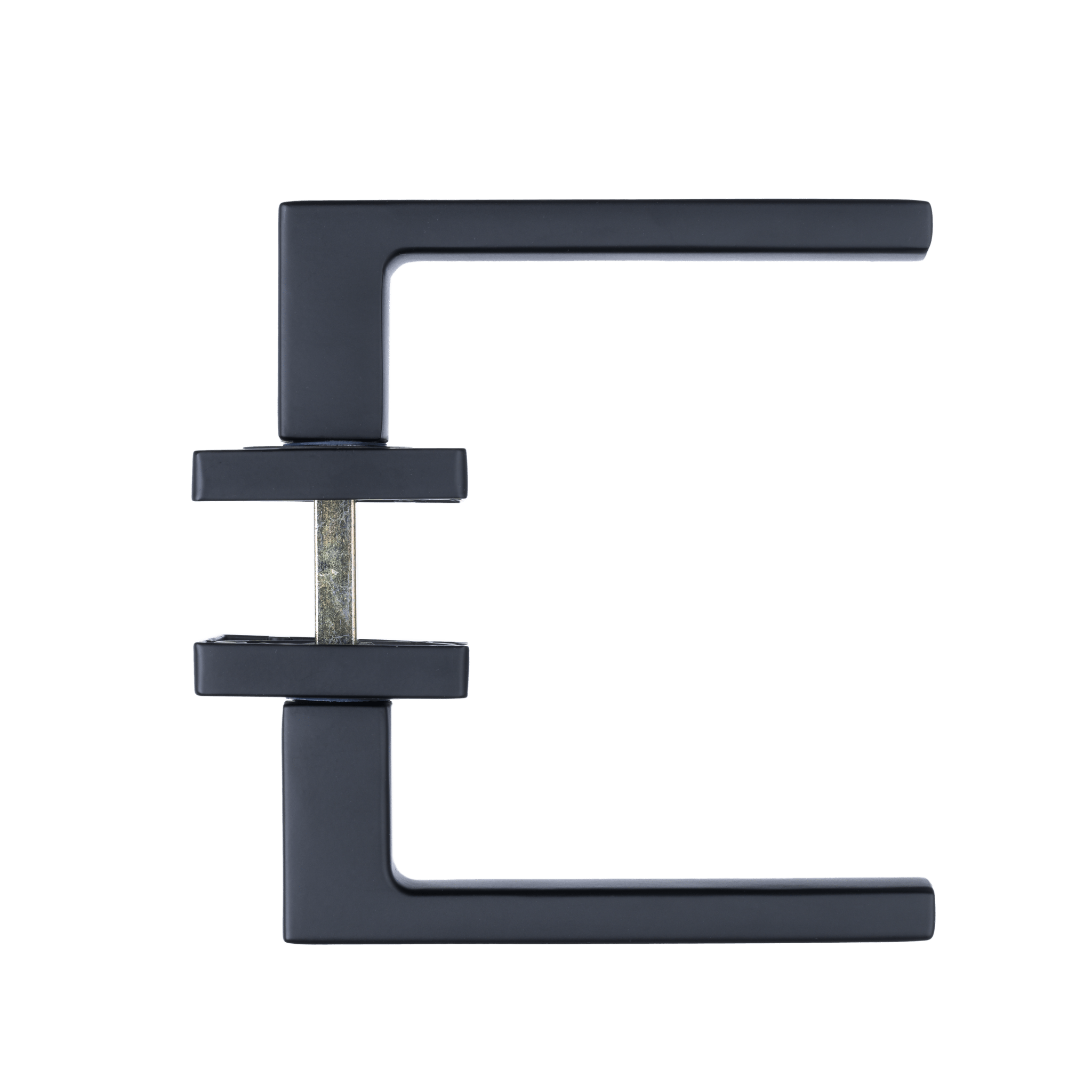 Vierkante rozet Imperia deurklink in mat zwart met comfortabele ergonomische greep

