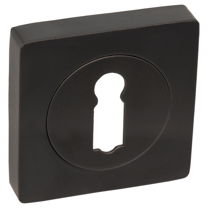 Lot de deux rosaces de clé Imperia noir mat, carrées 50 mm, quincaillerie de porte moderne en acier inoxydable

