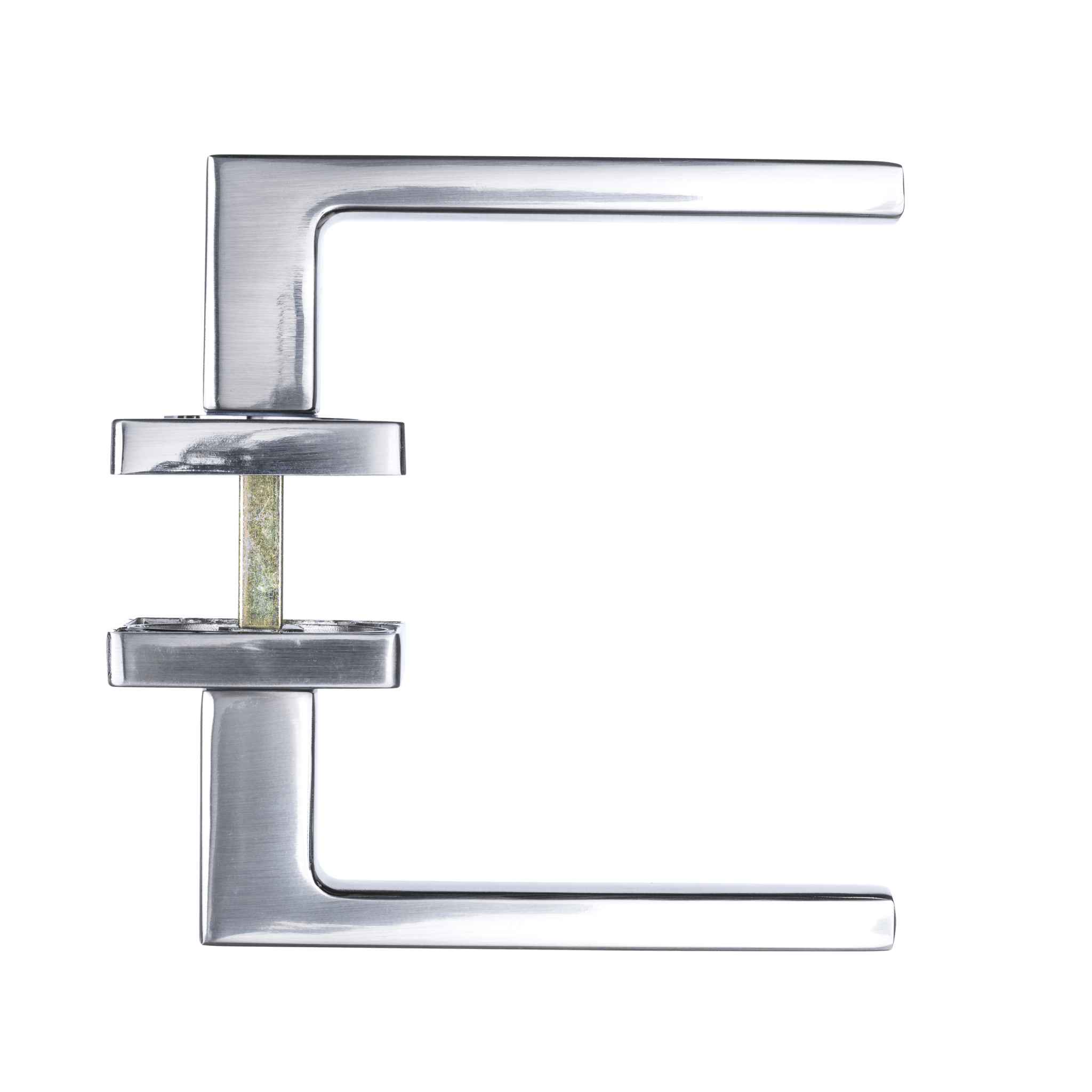 Nikkel zilver Monta deurklink 130 mm met strak minimalistisch vierkant rozet voor binnendeuren

