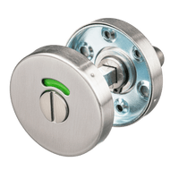 RVS zilveren Ovada WC-slot rond 50 mm met vrij-bezetschuif voor badkamerdeuren

