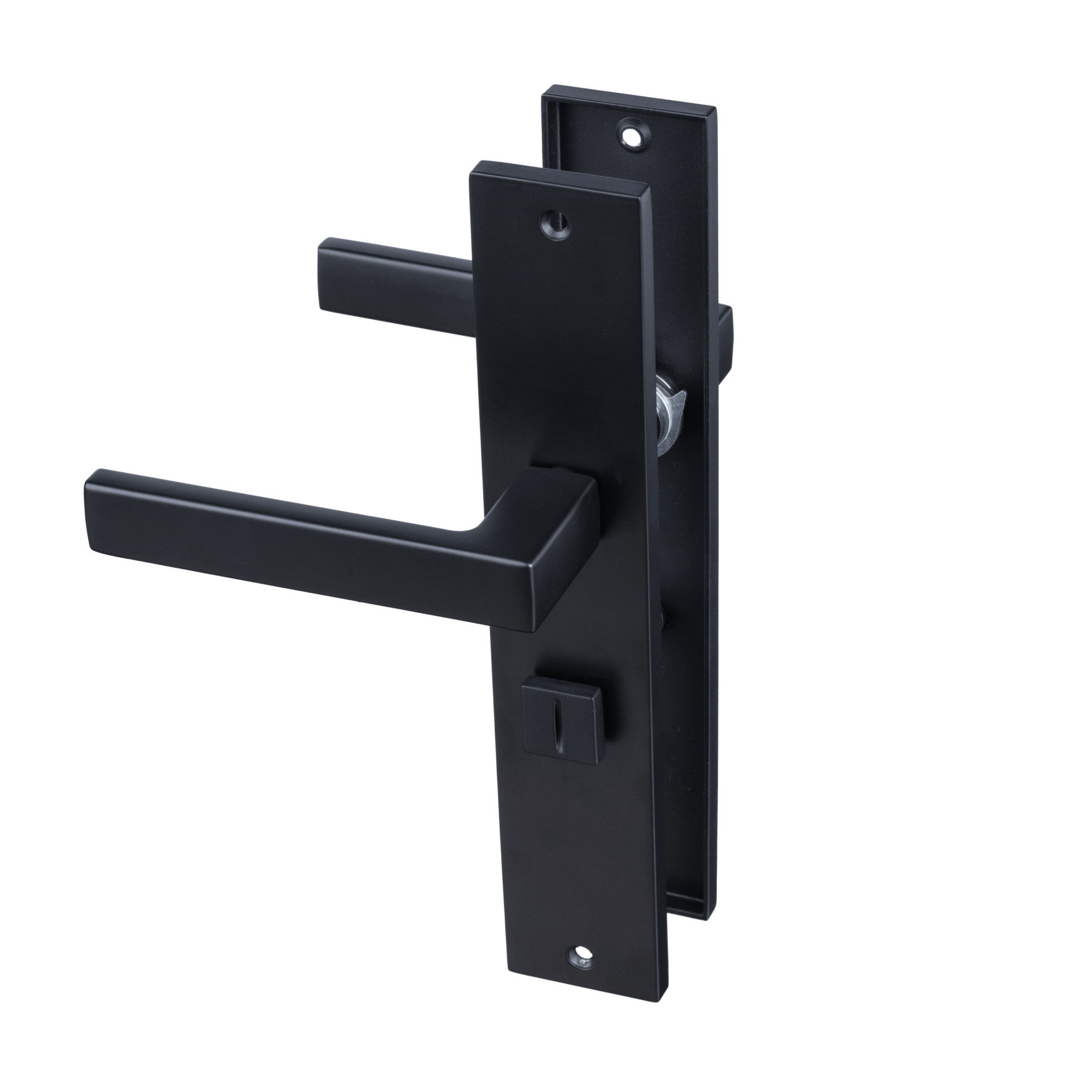 Complete deurbeslagset Veneto RVS mat zwart WC-slot 63 mm inclusief klinken

